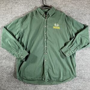 Pro Elite Green Bay Packers Button Down Shirt Mens XL Green Embroidered NFL